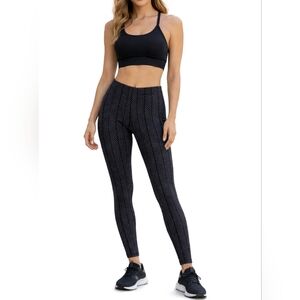 Porto San Francisco Leggings Gray & Black Herringbone Pull On Size S ( 1 )